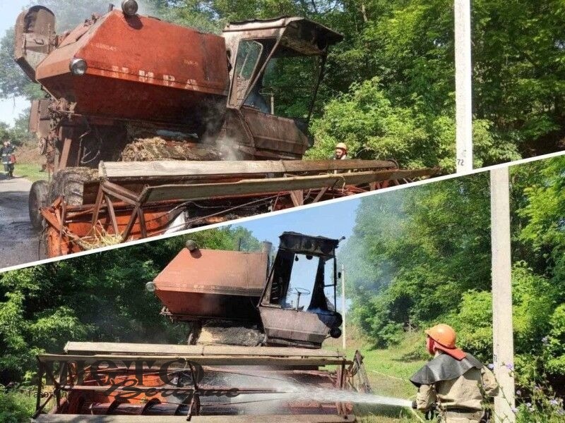На Любомльщині загорівся комбайн 