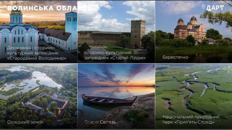 До списку «туристичних магнітів» України увійшли шість об'єктів Волині 