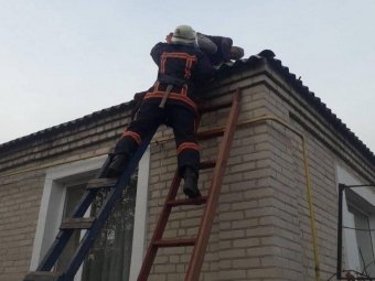 У Локачах рятувальники зняли з даху будинку пенсіонера 
