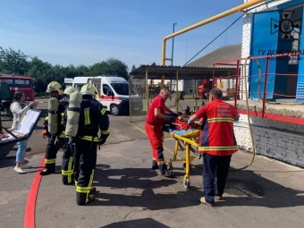 У Володимирі відбулися навчання рятувальників на об’єкті зберігання врожаю зернових 